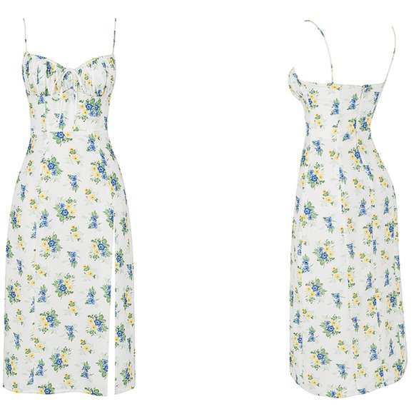 HOUSE OF CB 'Carina' White Floral Bustier Midi Dress NWOT - Picture 5 of 9